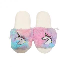 LADIES KIDS FAUX FUR UNICORN SLIDE FOR INDOOR USE