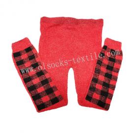 JACQUARD RED PLAID WINTER LEGGINGS 
